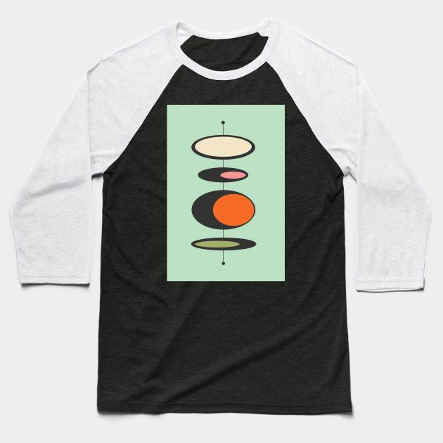 Green Mid Century Pods Baseball T-Shirt by Debra Cox 